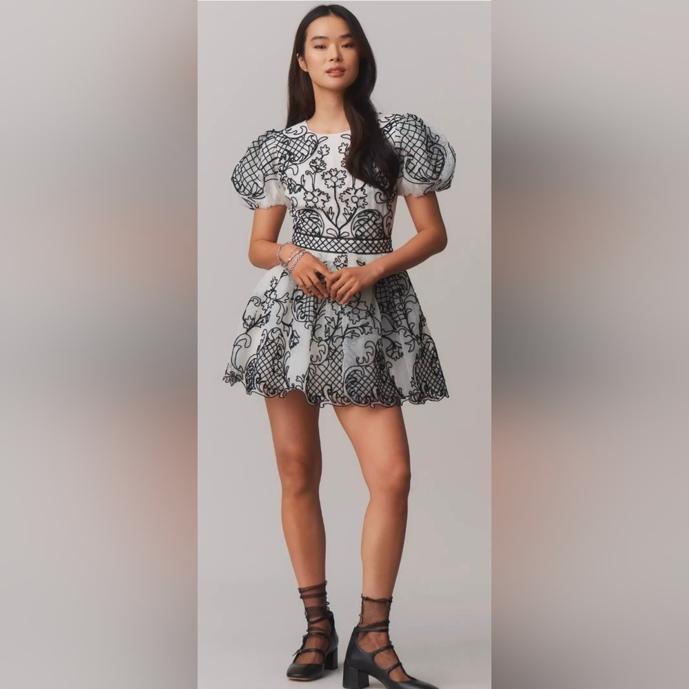 Anthopologie Maeve Puff-Sleeve Mini Dress - Picture 2 of 4